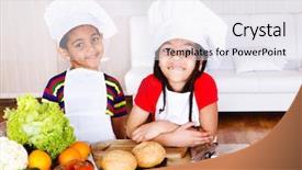  Presentation with cute sandwich - PPT layouts enhanced with kids cooking - two cute african american little background and a white colored foreground