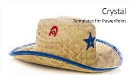  Presentation with cowboy hat - Colorful PPT theme enhanced with kids cowboy hat on white backdrop and a white colored foreground
