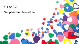  Presentation with confetti - Amazing presentation design having kids craft party - colorful foam confetti hearts backdrop and a white colored foreground