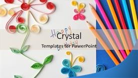  Presentation with crayons - Presentation theme consisting of kids craft party - handmade gift card and colorful background and a lemonade colored foreground