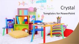  Presentation with craft - Beautiful slides featuring kids craft party - interior of classroom at school backdrop and a sky blue colored foreground