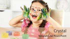  Presentation with what idea present by the picture - Colorful slide set enhanced with kids creativity - cute little girl painting picture backdrop and a coral colored foreground