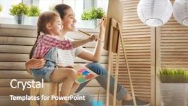  Presentation with woman child - Theme consisting of kids creativity - happy family mother and daughter background and a coral colored foreground