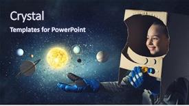  Presentation with astronaut kids - Beautiful slides featuring kids creativity - she wants to become astronaut backdrop and a wine colored foreground