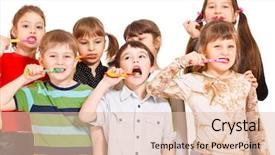  Presentation with crowd - Slides featuring kids crowd cleaning teeth background and a lemonade colored foreground