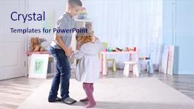  Presentation with sister - Presentation design with two kids - cute little brother and sister background and a sky blue colored foreground