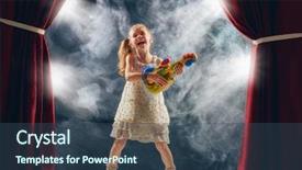  Presentation with guitar - Beautiful slide set featuring kids smoking - cute little child girl playing backdrop and a ocean colored foreground