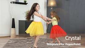  Presentation with two cute sisters playing - Slide set enhanced with music dance - cute little sisters dancing background and a coral colored foreground