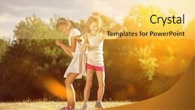  Presentation with sunshine - Presentation enhanced with ease - two grils dancing background and a yellow colored foreground