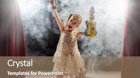  Presentation with guitar - Beautiful presentation theme featuring kids smoking - cute little child girl playing backdrop and a coral colored foreground