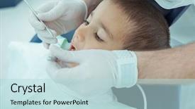  Presentation with colorful movable teeth - Slides having kids dental - boy at dentist fxing his background and a  colored foreground