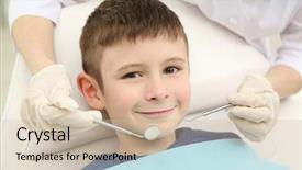  Presentation with dentist - Slides consisting of boy in the dentist chair background and a soft green colored foreground