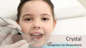  Presentation with kids dental - PPT theme consisting of kids dental hygienist - cute little girl background and a coral colored foreground