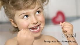  Presentation with dental floss - Beautiful presentation featuring girl cleaning teeth by floss backdrop and a coral colored foreground