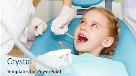  Presentation with kids dental - Theme enhanced with kids dental - little girl sitting background and a light blue colored foreground
