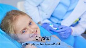  Presentation with office - Slide deck consisting of kids dental hygienist - little girl sitting background and a  colored foreground