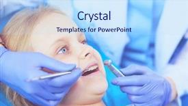  Presentation with office - Colorful PPT layouts enhanced with kids dental hygienist - little girl sitting backdrop and a sky blue colored foreground