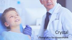  Presentation with farewell girl - Slide set enhanced with kids dental hygienist - little girl sitting background and a  colored foreground