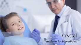  Presentation with office - Presentation design enhanced with kids dental hygienist - little girl sitting background and a  colored foreground