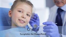  Presentation with girl scouts animated - PPT theme enhanced with kids dental hygienist - little girl sitting background and a  colored foreground