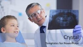  Presentation with girl mento - Beautiful PPT theme featuring kids dental hygienist - little girl sitting backdrop and a  colored foreground