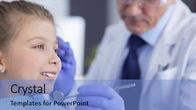  Presentation with kids dental - Slide set with kids dental hygienist - little girl sitting background and a  colored foreground