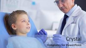  Presentation with office - Presentation design featuring kids dental hygienist - little girl sitting background and a  colored foreground