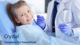  Presentation with office - Cool new PPT theme with kids dental hygienist - little girl sitting backdrop and a  colored foreground