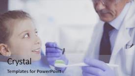  Presentation with girl - Presentation theme with kids dental hygienist - little girl sitting background and a  colored foreground