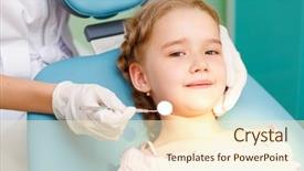  Presentation with office - Slides with kids dental hygienist - little girl sitting background and a  colored foreground