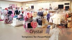  Presentation with mall - PPT layouts with kids department store in mall background and a coral colored foreground