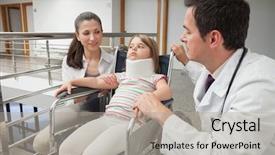  Presentation with next - Presentation theme having medical kid - mother and doctor crouch next background and a light gray colored foreground