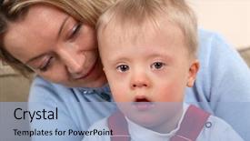  Presentation with down syndrome - Presentation with disabled kids - young boy with down syndrome background and a light blue colored foreground