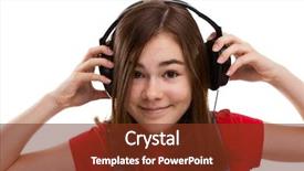  Presentation with music kids - Cool new PPT theme with kids disco - girl listen to music isolated backdrop and a tawny brown colored foreground
