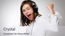  Presentation with music kids - Slide deck consisting of kids disco - girl listen to music background and a sky blue colored foreground