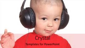  Presentation with disco - Beautiful presentation theme featuring kids disco - smiling baby with headphones backdrop and a red colored foreground