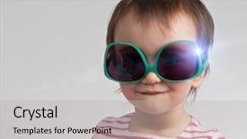  Presentation with green - Audience pleasing slide deck consisting of kids disco - smiling little girl with green backdrop and a light gray colored foreground