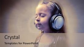  Presentation with music kids - Audience pleasing slide deck consisting of kids disco - young girl listening to music backdrop and a coral colored foreground
