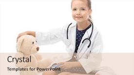  Presentation with kids playing - PPT theme featuring kids doctors - cute little girl in doctor background and a lemonade colored foreground