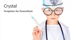  Presentation with kids playing - Theme having kids doctors - portrait of a cute boy background and a white colored foreground