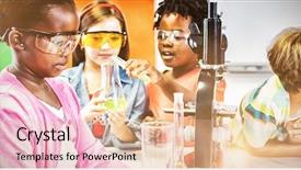  Presentation with chemical experiment - Presentation consisting of kids doing a chemical experiment background and a  colored foreground