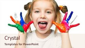  Presentation with paint - Slide deck featuring kids drawing - beautiful little girl with her background and a lemonade colored foreground