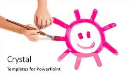  Presentation with happy kids - Beautiful slide set featuring kids drawing - child hands painting a happy backdrop and a white colored foreground