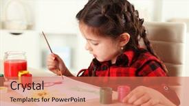  Presentation with painting - Audience pleasing PPT layouts consisting of kids drawing - cute little girl painting picture backdrop and a coral colored foreground