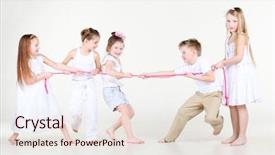  Presentation with pink white - Beautiful presentation featuring kids drawing - four happy little girls backdrop and a lemonade colored foreground