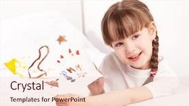  Presentation with painting old - Presentation with kids drawing - happy cute five year old background and a lemonade colored foreground