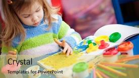  Presentation with nursery - Audience pleasing theme consisting of kids drawing - little girl painting in her backdrop and a yellow colored foreground