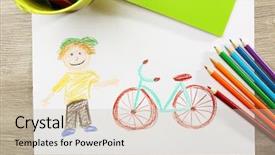  Presentation with white sheet - Audience pleasing slide set consisting of kids drawing on white sheet backdrop and a soft green colored foreground