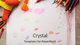  Presentation with white sheet - Presentation theme consisting of kids drawing on white sheet background and a light gray colored foreground