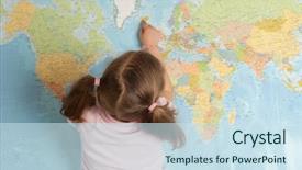  Presentation with planning - Amazing theme having education metaphor - little girl planning travel backdrop and a sky blue colored foreground